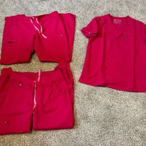 FIGS YOLA SCRUB PANTS - color HOT PINK (breast cancer month edition)